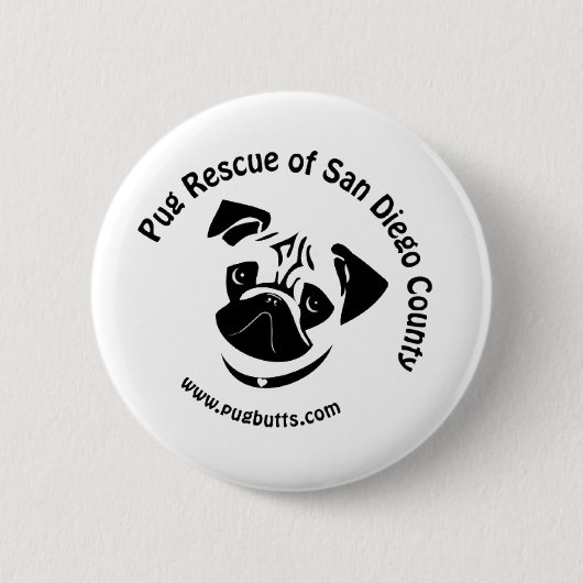 Pug Rescue of San Diego County Logo Ronde Button 5,7 Cm (Voorkant)