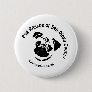 Pug Rescue of San Diego County Logo Ronde Button 5,7 Cm