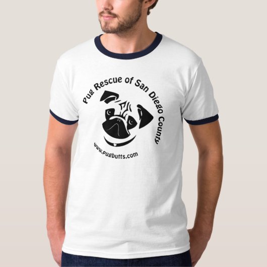 Pug Rescue of San Diego County Logo T-shirt (Voorkant)
