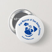 Pug Rescue San Diego County Logo - Blue Ronde Button 5,7 Cm (Voorkant /achterkant)