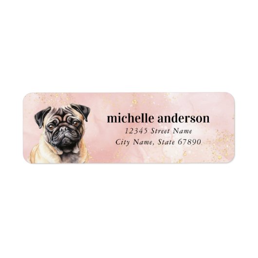 Pug retouradreslabels etiket (Voorkant)