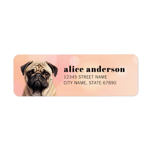 Pug retouradreslabels etiket (Voorkant)