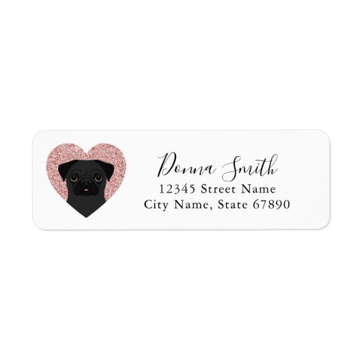 Pug retouradreslabels etiket (Voorkant)