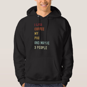 Pug retro hond en koffie hoodie