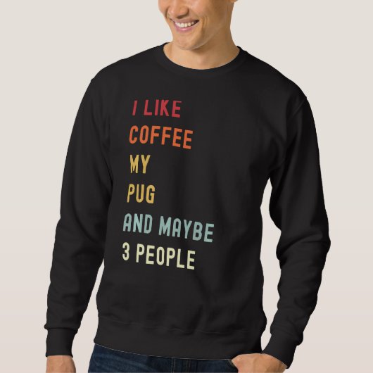 Pug retro hond en koffie trui (Voorkant)