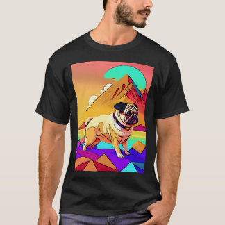 Pug Retro Landschap 2 T-shirt