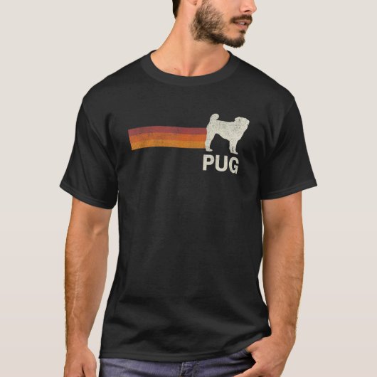  Pug Retro mama papa Dog T-shirt (Voorkant)
