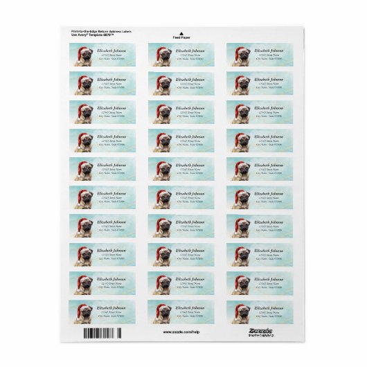 Pug Return Address Labels (Full Sheet)