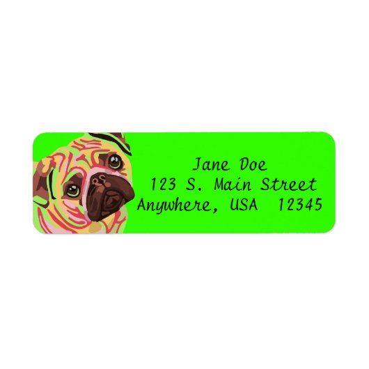 Pug Return Address Labels (Voorkant)