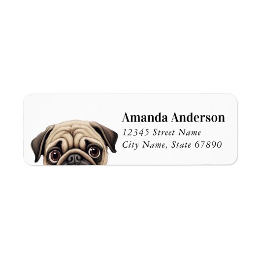 Pug Return Address Labels (Voorkant)