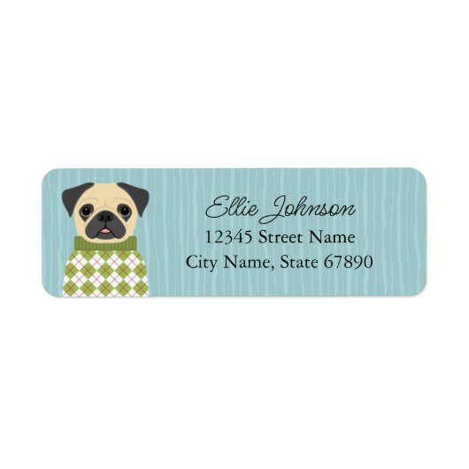 Pug Return Address Labels (Voorkant)