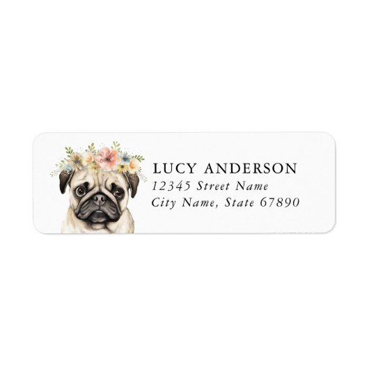 Pug Return Address Labels (Voorkant)