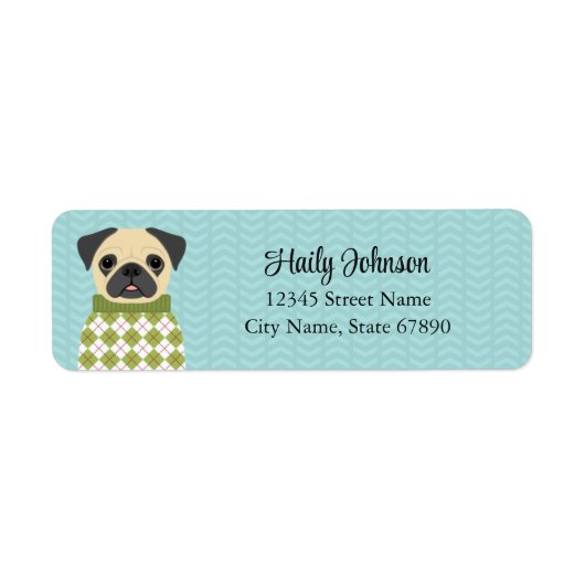 Pug Return Address Labels (Voorkant)