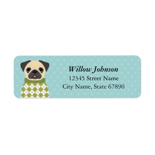 Pug Return Address Labels (Voorkant)