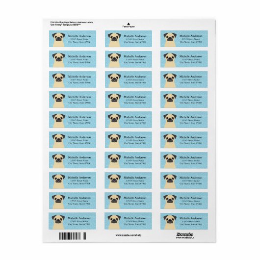 Pug Return Address Labels (Full Sheet)