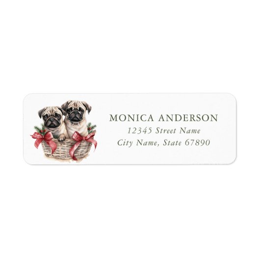 Pug Return Address Labels (Voorkant)