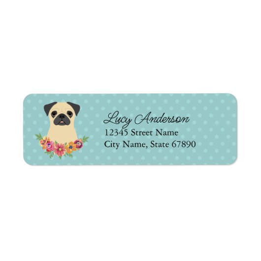 Pug Return Address Labels (Voorkant)
