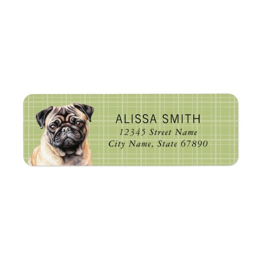 Pug Return Address Labels (Voorkant)