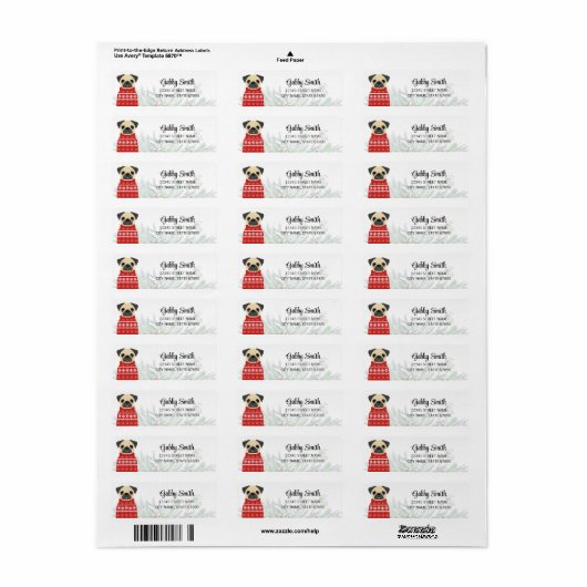 Pug Return Address Labels (Full Sheet)