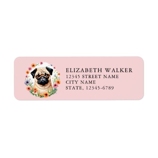 Pug Return Address Labels (Voorkant)