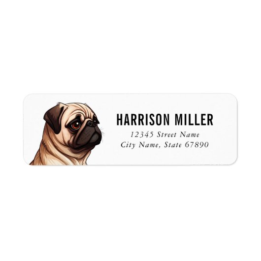 Pug Return Address Labels (Voorkant)