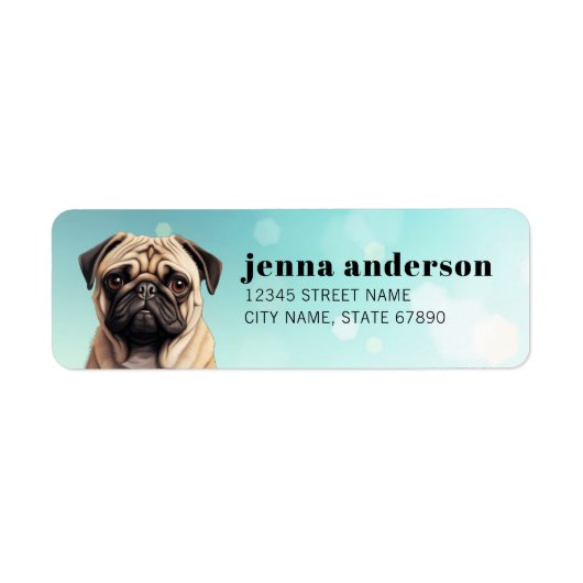 Pug Return Address Labels (Voorkant)