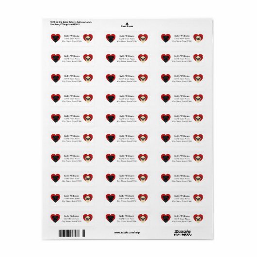 Pug Return Address Labels (Full Sheet)