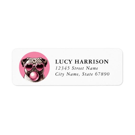 Pug Return Address Labels (Voorkant)