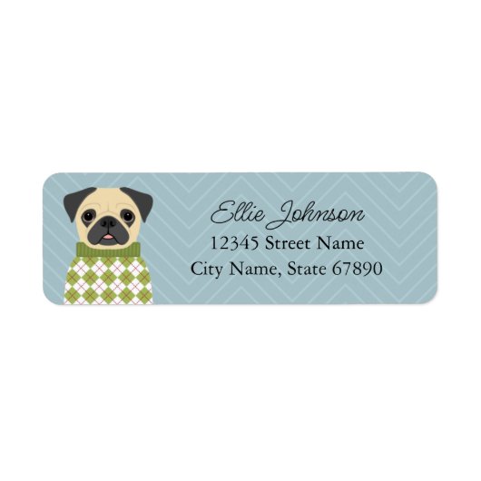Pug Return Address Labels (Voorkant)