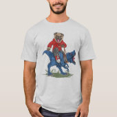 Pug Riding A Dinosaur T-shirt (Voorkant)