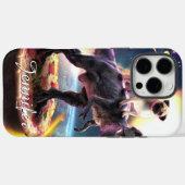 Pug riding dinosaur unicorn in de ruimte Case-Mate iPhone case (Achterkant (horizontaal))