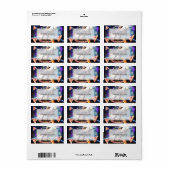 Pug riding dinosaur unicorn in de ruimte etiket (Full Sheet)