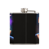 Pug riding dinosaur unicorn in de ruimte heupfles (Achterkant)