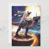 Pug riding dinosaur unicorn in de ruimte kaart (Achterkant)