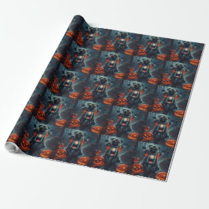 Pug Rijden Motorfiets Halloween eng Cadeaupapier