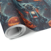 Pug Rijden Motorfiets Halloween eng Cadeaupapier (Rol Hoek)