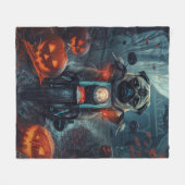 Pug Rijden Motorfiets Halloween eng Fleece Deken (Voorkant (Horizontaal))