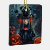 Pug Rijden Motorfiets Halloween eng Keramisch Ornament (Rechts)
