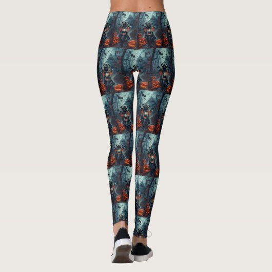 Pug Rijden Motorfiets Halloween eng Leggings (Achterkant)