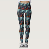 Pug Rijden Motorfiets Halloween eng Leggings (Voorkant)