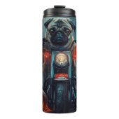 Pug Rijden Motorfiets Halloween eng Thermosbeker (Voorkant)