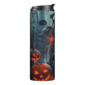 Pug Rijden Motorfiets Halloween eng Thermosbeker (Gedraaid links)