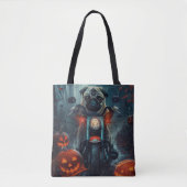 Pug Rijden Motorfiets Halloween eng Tote Bag (Voorkant)