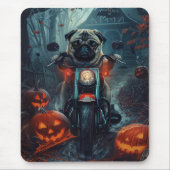 Pug Rijdende Motorfiets Halloween Griezelen Muismat (Voorkant)