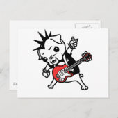 Pug Rocker Briefkaart (Voorkant / Achterkant)