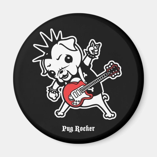 Pug Rocker Magneet (Voorkant)