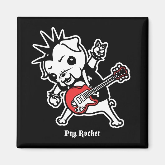 Pug Rocker Magneet (Voorkant)