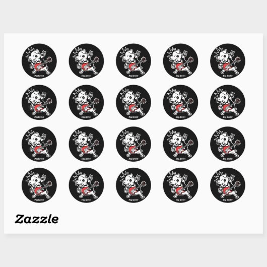 Pug Rocker Ronde Sticker (Vel)