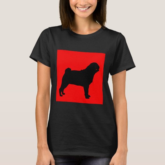Pug rode achtergrond klassiek T-shirt 699 (Voorkant)