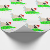 Pug Rode Santa Hoed Groene Kerstboom Cadeaupapier (Hoek)